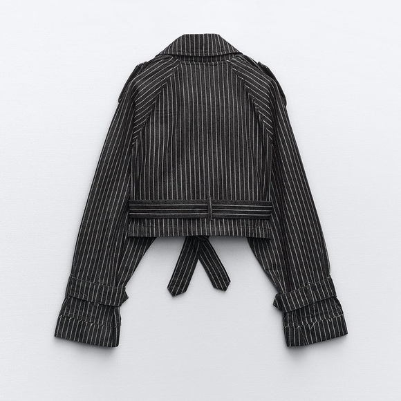 ✨SALE✨ ZARA OVERSIZED STRIPED CROP DENIM TRENCH ✨SALE✨ - Picture 3 of 9